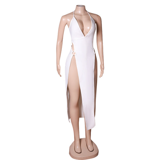 Vestido de Noche Blanco con Escote V Profundo para Verano - Image 2
