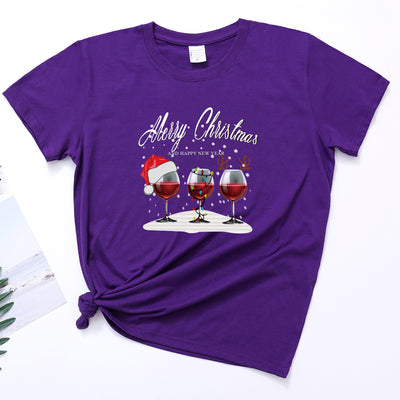 Playera Navideña con Estampado de Tres Copas de Vino - Image 14