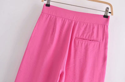 Pantalones Rectos Talle Alto de Color Liso - Cómodos y Versátiles - Image 9