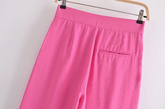 Pantalones Rectos Talle Alto de Color Liso - Cómodos y Versátiles - Image 9