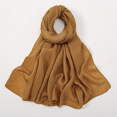 Pañoleta Suave de Poliéster Arrugado en Colores Lisos para Mujer - Image 21