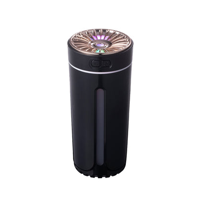 Pink cylindrical USB humidifier with a colorful light diffuser, control buttons, and a single fog outlet. - Image 2