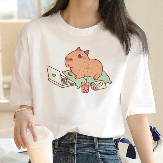 Playera Vintage Capibara para Mujer - Diseño Cartoon Adorable - Image 6