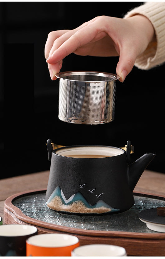 Juego de Té Chino Estilo Moderno con Tazas y Tetera Portátil - Image 6