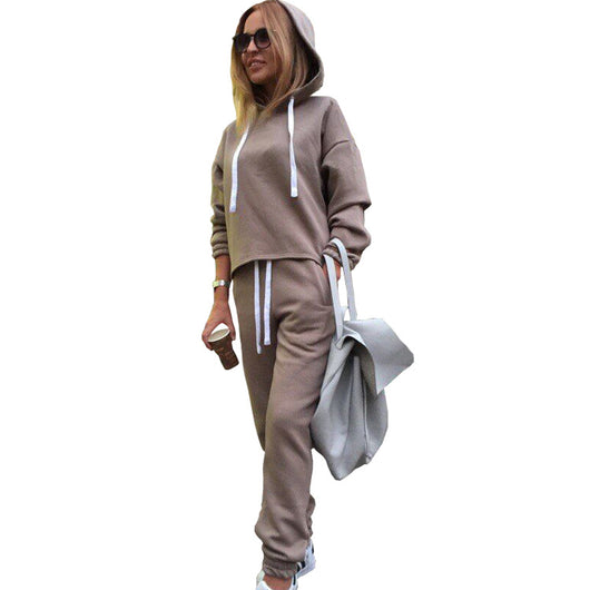 Conjunto Deportivo Mujer Sudadera Irregular con Capucha Dos Piezas - Image 13