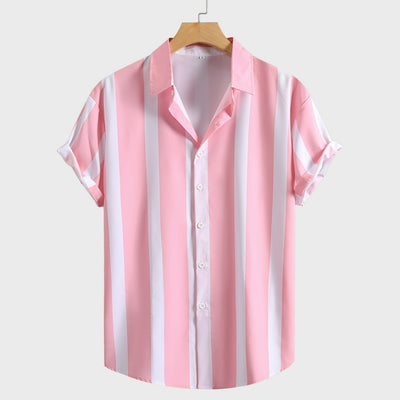Camisa Casual de Playa con Solapa - Manga Corta para Verano