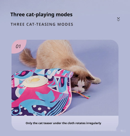 Electric cat toy with a colorful 52cm diameter cloth cover, a central base, and a rotating butterfly teaser. - Image 7