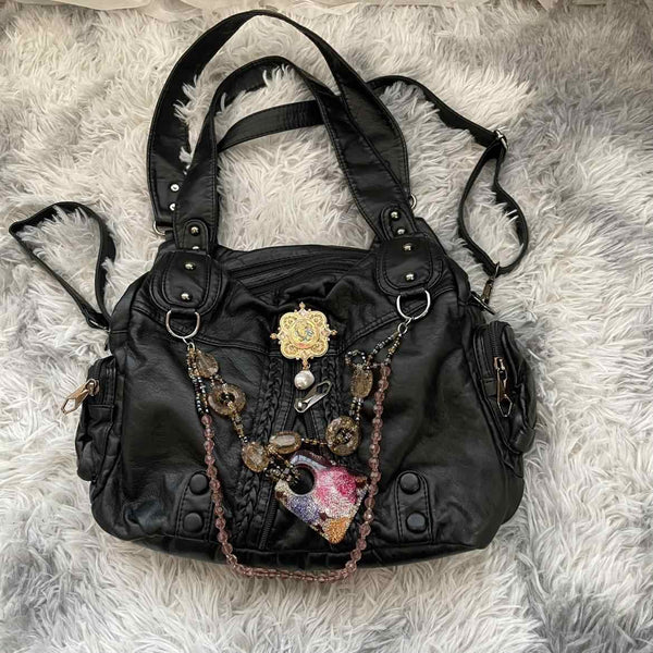 Bolso Bandolera Cuero Suave Estilo Retro Milenial con Cadena Dorada