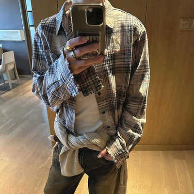 Camisa Cuadros Algodón con Textura Satinada