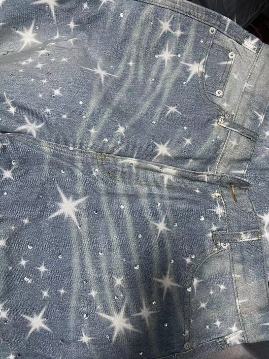 Jeans Sueltos Estampados XINGX con Efecto Apilado para Mujer - Image 24