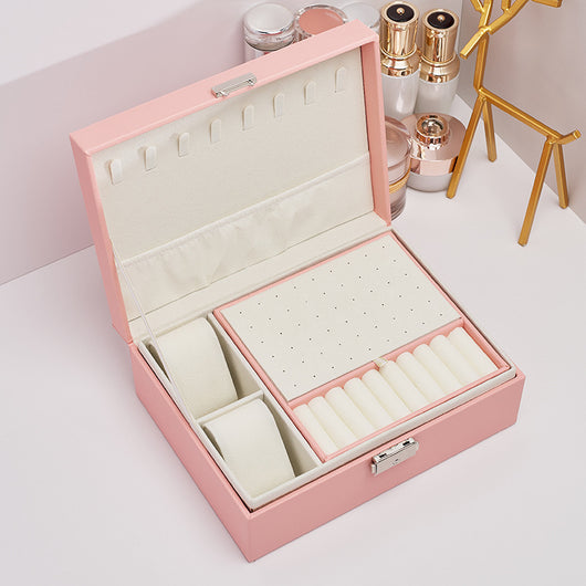 Caja Organizadora de Joyas y Relojes en Cuero PU Doble Capa - Image 10