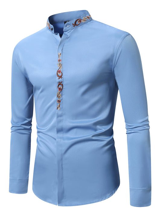 Camisa Casual de Manga Larga con Bordados para Hombre - Image 14