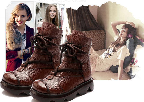 Botas Plataforma de Cuero Genuino - Estilo y Comodidad