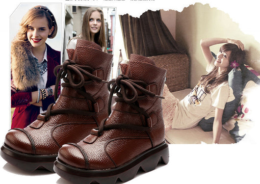 Botas Plataforma de Cuero Genuino - Estilo y Comodidad