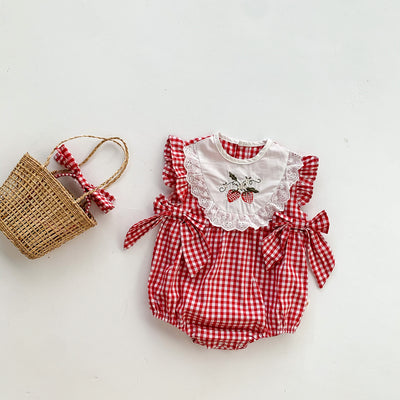 Enterizo Infantil de Encaje de Algodón con Diadema - Diseño Triangular Ligero para Niña - Image 16