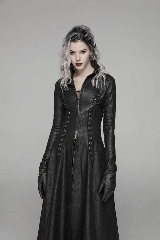 Chaqueta Punk Cuero Agrietado con Tejido - Estilo Rocker - Image 3
