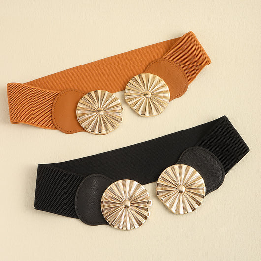 Cinturón Elástico Ancho para Mujer con Hebilla Metálica Circular - Image 23