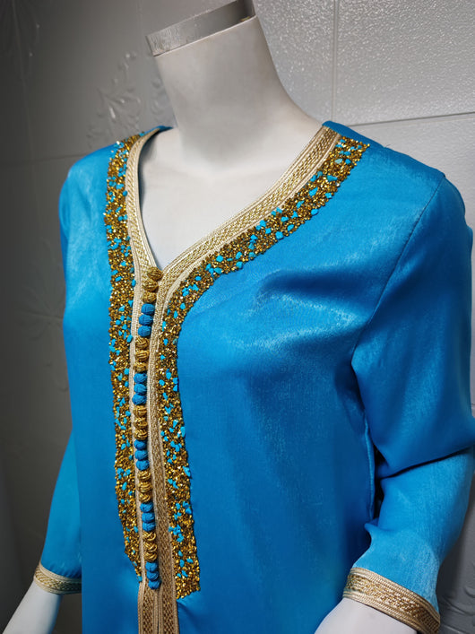 Abaya Elegante con Encaje de Diamantes y Cinta Brillante Estilo Dubai - Image 19