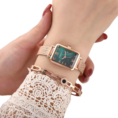 Reloj Cuadrado Verde Coreano Estilo Puntero para Mujer - Image 8