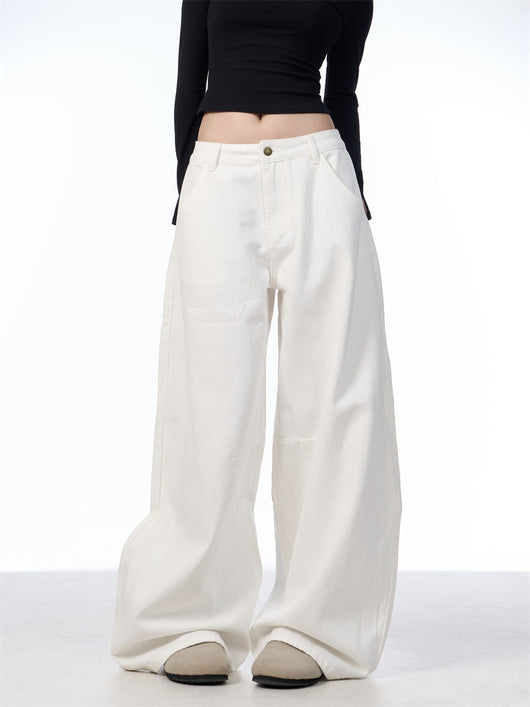 Pantalón Blanco Ancho de Pierna Recta Casual y Suelto - Image 13