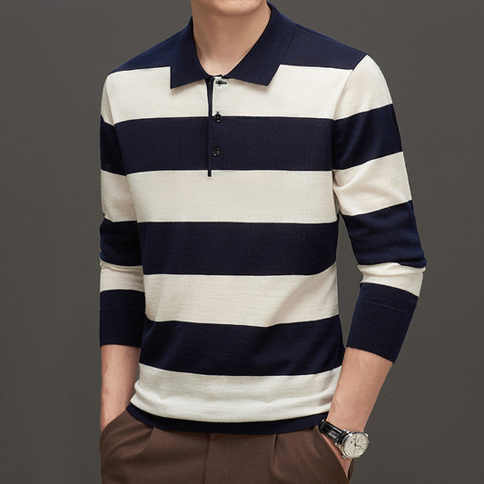 Suéter Ajustado Jacquard de Manga Larga para Hombre