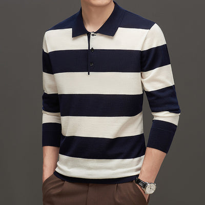 Suéter Ajustado Jacquard de Manga Larga para Hombre