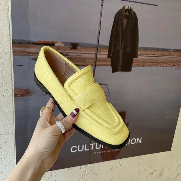 Zapatos Retro Cuadrados con Patrón de Piedra