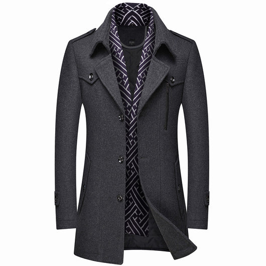 Abrigo Trinchera de Lana Gruesa para Hombre - Image 23