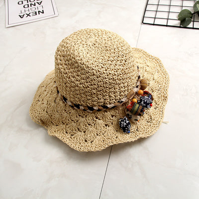 Sombrero de Paja Tejido Calado con Ala Ondulada para el Sol - Image 16