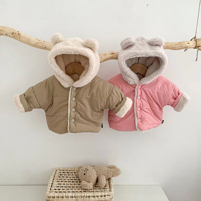 Chaqueta Abrigo Infantil con Capucha - Diseño Casual Osito en Colores Neutros - Image 5