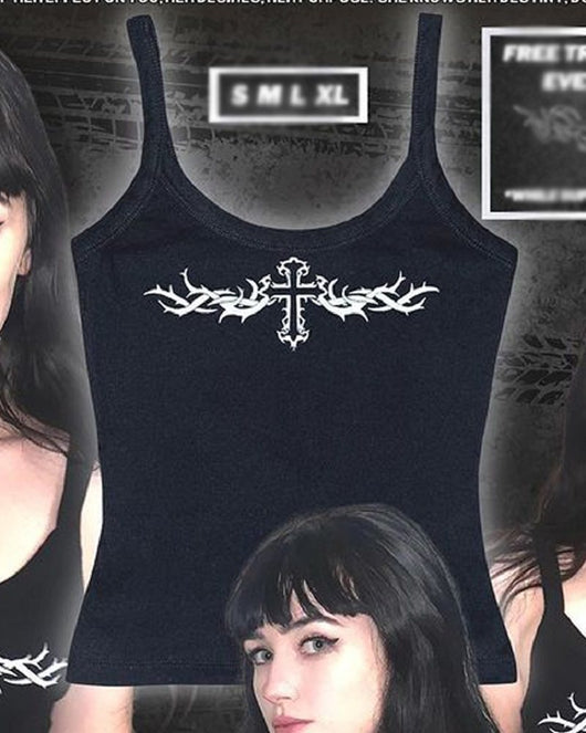 Top Camiseta Gótica Punk Fairy Grunge con Estampado Gráfico Sexy - Image 11
