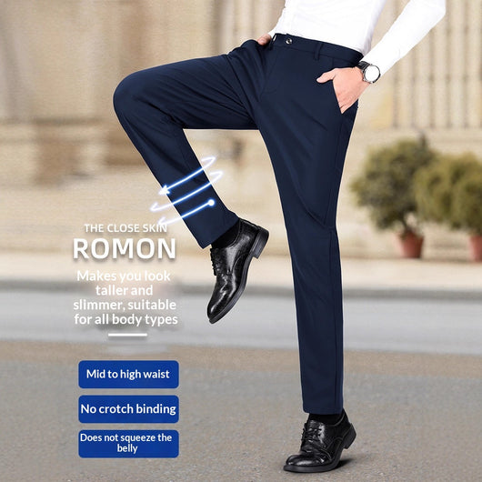 Pantalones Casuales Ejecutivos Slim Fit Ice Silk Antirruga para Hombre - Image 2