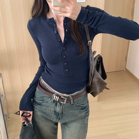 Blusa Interior Ajustada de Manga Larga Pure Desire - Diseño Elegante para Mujer