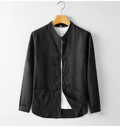 Camisa Retro Estilo Chino para Hombre con Cuello Mao - Image 11