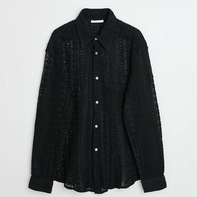 Camisa Casual Hombre con Encaje Hueco y Drapeado Elegante - Image 14