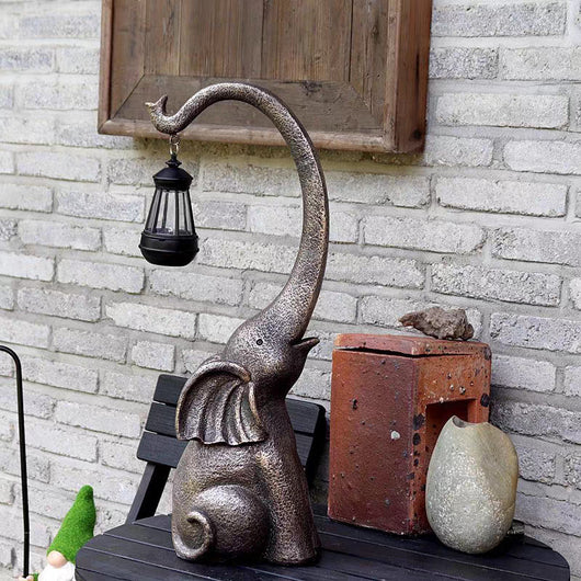 Linterna Decorativa Elefante de Resina con Luz Ambiental - Image 2