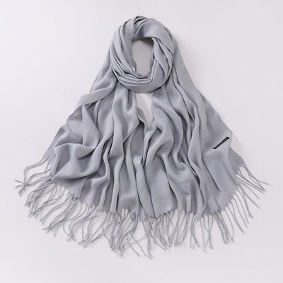 Bufanda Larga de Cashmira Suave - Color Liso para Otoño e Invierno - Image 38