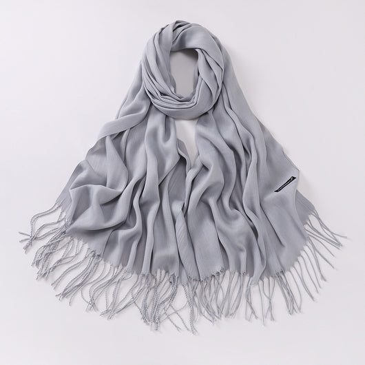 Bufanda Larga de Cashmira Suave - Color Liso para Otoño e Invierno - Image 38