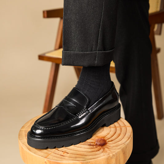 Zapatos Casuales de Cuero con Plataforma Elevada para Hombre