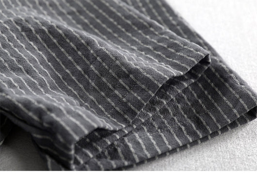 Camisa Casual Holgada de Manga Corta a Rayas para Hombre Talla Grande - Image 10