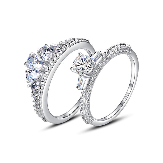 Par de Anillos de Plata Esterlina para Mujer - Diseño Coreano - Image 2