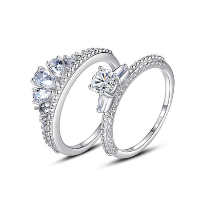 Par de Anillos de Plata Esterlina para Mujer - Diseño Coreano - Image 2