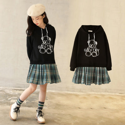 Vestido Sudadera con Capucha Estampado Cartoon y Pliegues - Image 13