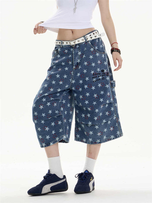 Pantalón Denim Estampado Crop Ancho y Suelto - Image 6
