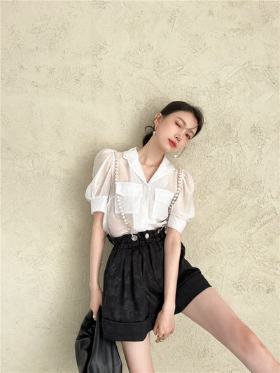 Shorts Jacquard con Tira de Perlas en el Hombro - Image 12