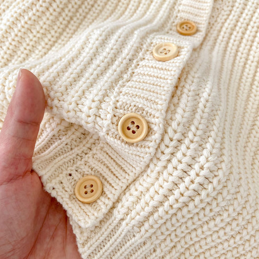 Cardigan Tejido Crema de Manga Larga - Suéter Abrigo Elegante - Image 4