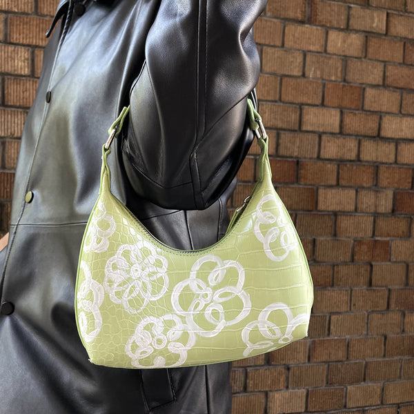 Bolso de Hombro Diseño Coreano Flores Graffiti - Bandolera Trendy para Mujer
