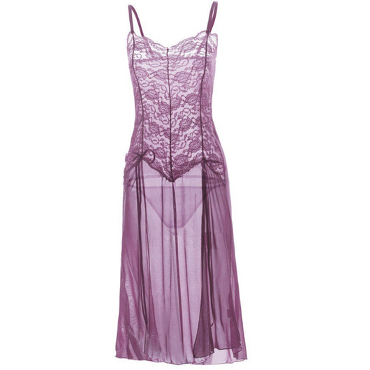 Vestido Sling Transparente de Encaje Elástico con Aberturas - Image 8