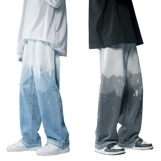 Pantalones Denim Tie-dye Degradado Pierna Ancha para Hombre - Image 4
