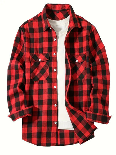 Camisa Cuadriculada Holgada de Polar para Hombre - Image 7